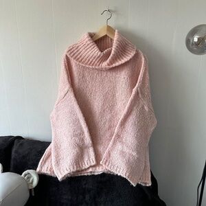 Pink cozy oversized knit sweater